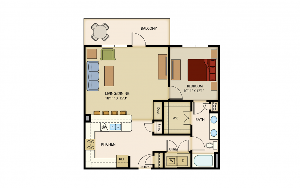 A8 - 1 bedroom floorplan layout with 1 bath and 867 square feet. A8 - 1 bedroom floorplan layout with 1 bath and 867 square feet.